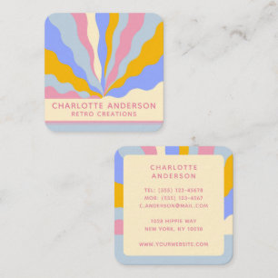 Carte De Visite Carré Retro Vintage Rays Nom Abstrait tendance