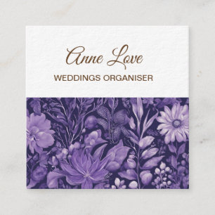 Carte De Visite Carré Rêve Violet Design Botanique Élégant inspiré par