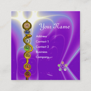 CARTE DE VISITE CARRÉ RODE D'ASCLEPIUS, 7 CHAKRAS, YOGA, ÉNERGIE SPIRITU