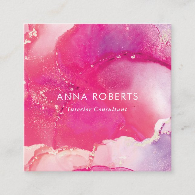 Carte de visite carré rose (Devant)