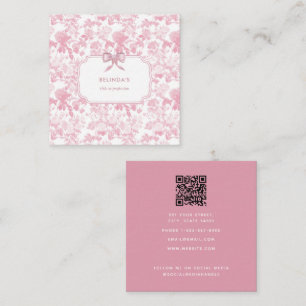 Carte De Visite Carré Rose Blanc Floral Rose Chinoiserie Planificateur d