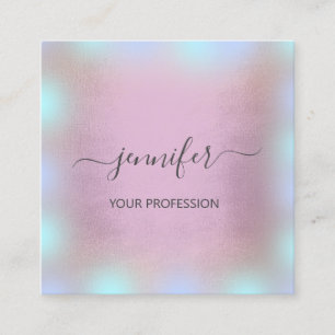 Carte De Visite Carré Rose de maquillage professionnel gris-bleu fumé
