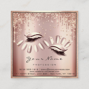 Carte De Visite Carré Rose d'extension Eyelash, artiste maquillage clous