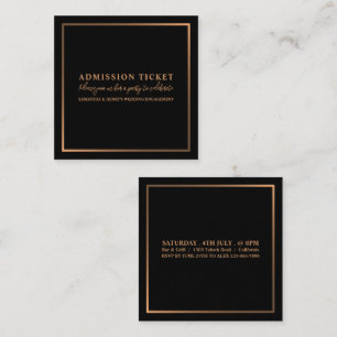 Carte De Visite Carré Rose élégant Gold & Black, billet d'entrée