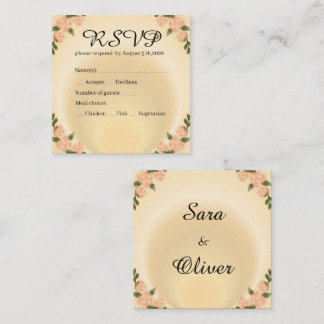 Carte De Visite Carré Rose Florale Élégante Rose