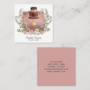 Carte De Visite Carré Rose Gold Cake Bakery Baker pâtisserie Chef