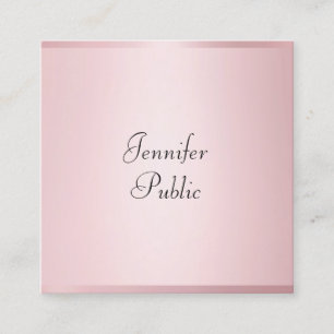 Carte De Visite Carré Rose Gold Color Modern manuscrit professionnel