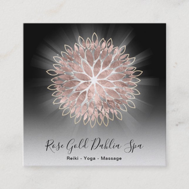 Carte De Visite Carré ~ Rose Gold Dahlia Flora Éruption d'énergie AP2 (Devant)