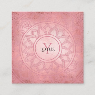 Carte De Visite Carré Rose Gold Elegant Lotus Mandala Yoga Centre