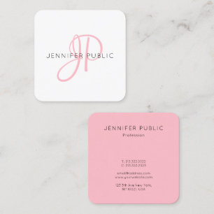 Carte De Visite Carré Rose Gold Elegant Monogramme Moderne Design Modèle