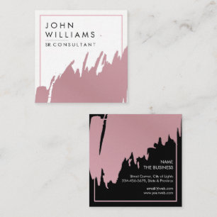 Carte De Visite Carré Rose Gold Foil Faux Brossé Professionnel moderne
