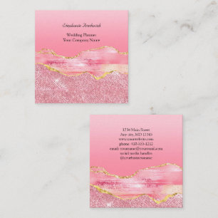 Carte De Visite Carré Rose Gold Paillettes Agate Tendance Petite Entrepr