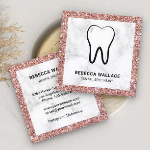 Carte De Visite Carré Rose Gold Parties scintillant Clinique dentaire en