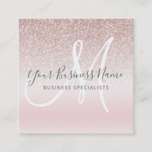 Carte De Visite Carré Rose Gold Parties scintillant Girly Business Logo 