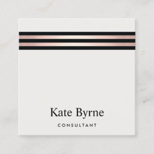 Carte De Visite Carré Rose Gold Stried Moderne Professionnel