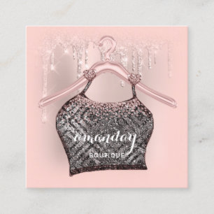 Carte De Visite Carré Rose Hanger Hanger Robe Mode Boutique Parties scin