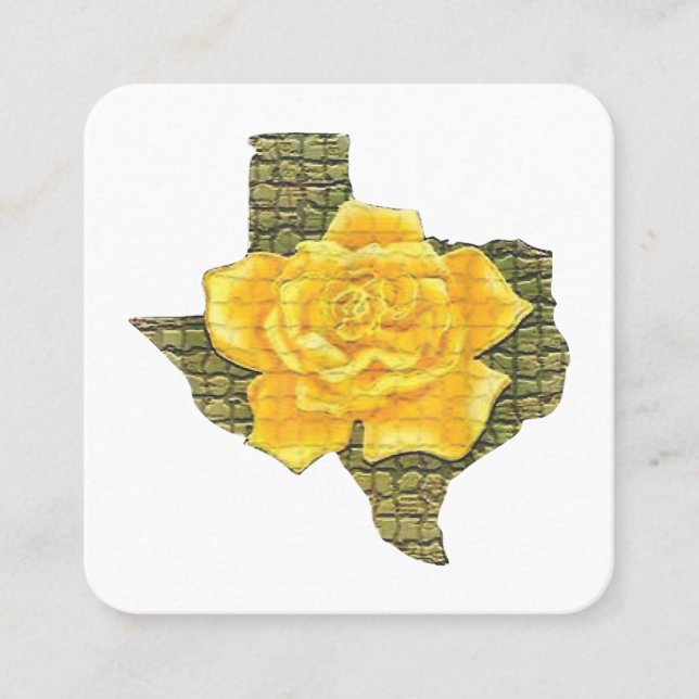 Carte De Visite Carré Rose Jaune Du Texas Motif Flower (Devant)