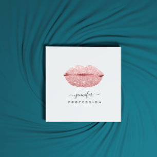 Carte De Visite Carré Rose KISS, maquilleur des LIPS White Social Media