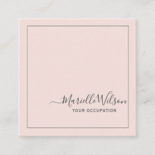 Carte De Visite Carré Rose minimaliste de typographie professionnelle si