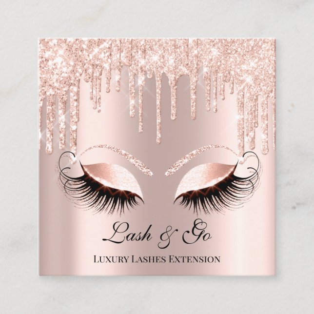 Carte De Visite Carré Rose Pink Maquillage Artiste Lashes d'extension (Devant)