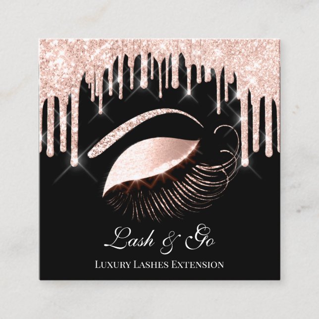 Carte De Visite Carré Rose Pink Maquillage Artiste Lashes d'extension VI (Devant)