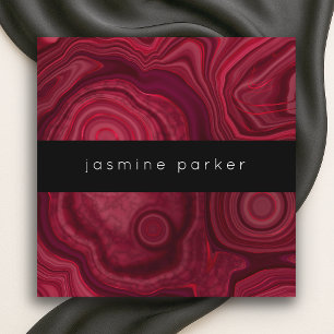 Carte De Visite Carré Rose profond Abstrait Agate marbré Motif