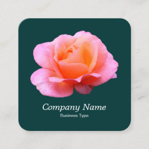 Carte De Visite Carré Rose rose - Vert foncé