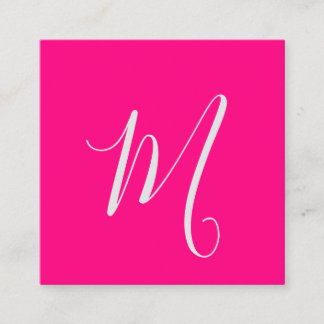 Carte De Visite Carré rose vif - monogramme chic