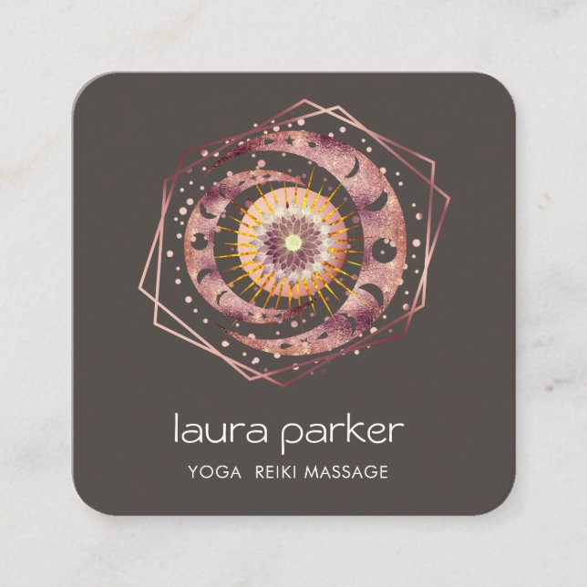 Carte De Visite Carré Rosegold croissant Lune Mystique Lotus Oeil Célest (Devant)