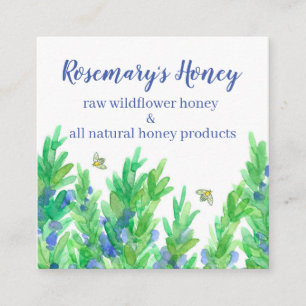 Carte De Visite Carré Rosemary Herb Honeybees Aquarelle