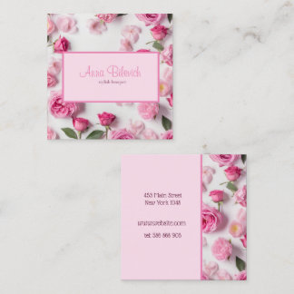 Carte De Visite Carré roses de printemps rose fleurissent