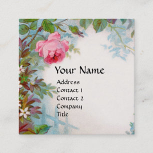 CARTE DE VISITE CARRÉ ROSES & JASMINES MONOGRAMME GEM JAUNE FLORALE