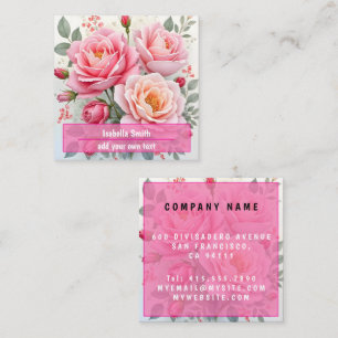 Carte De Visite Carré Roses roses beaux luxe collection populaire