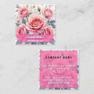 Carte De Visite Carré Roses Roses Beaux Luxe Collection Tendance