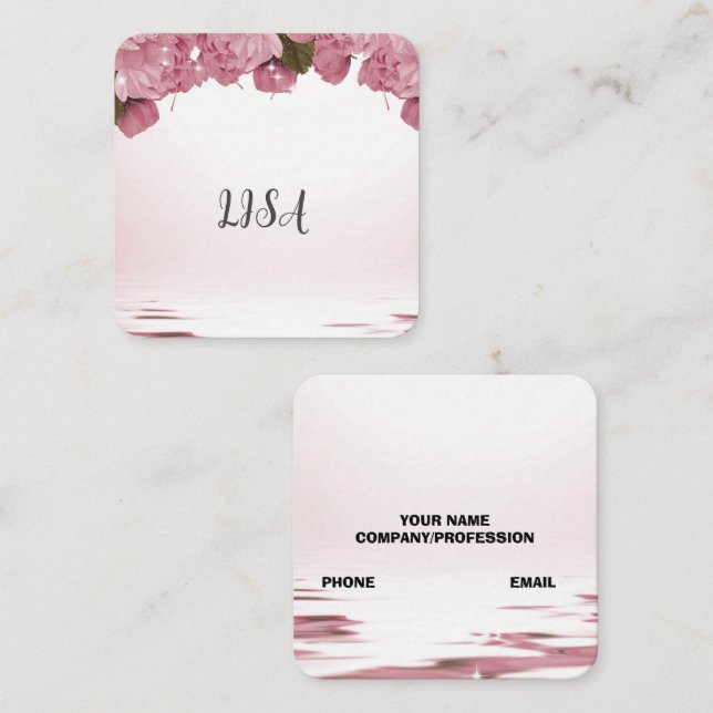 CARTE DE VISITE CARRÉ ROSES ROSES ROSES (Devant / Derrière)
