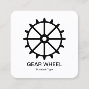 Carte De Visite Carré Roue d'engrenage 02 - Noir sur blanc