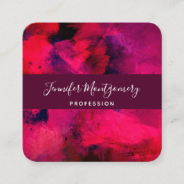 Carte De Visite Carré Rouge foncé et violet Gras & Abstrait moderne