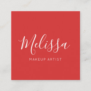 Carte De Visite Carré Rouge moderne minimaliste de calligraphie