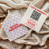 Rouge rétro Code QR Super À damiers Boho Amusant