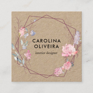 Carte De Visite Carré Rougissent les fleurs roses Papier d'emballage