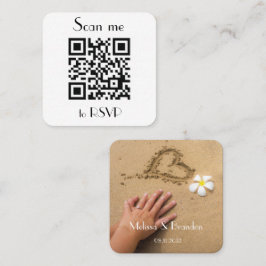 Carte De Visite Carré RSVP photo simple Mariage QR Code Réponse