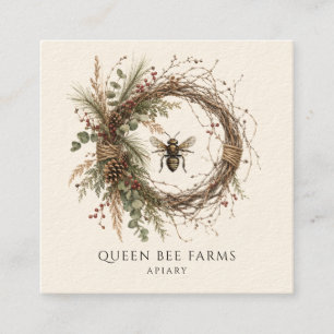 Carte De Visite Carré Rucher d'abeilles à miel rustique