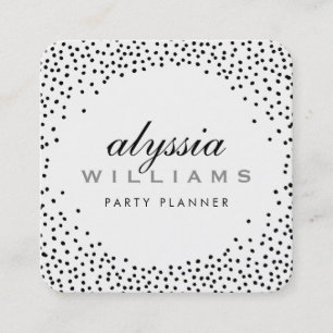 Carte De Visite Carré RUSTIQUE MINI CONFETTI mignon luxe halo noir blanc