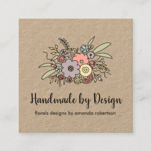 Carte De Visite Carré Rustique moderne artisanal floral Etsy Home Artist