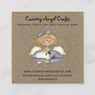 Carte De Visite Carré Rustique Pays Primitif Kraft Angel