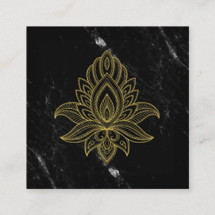 Carte De Visite Carré ~ Sacred Hamsa Gold Abstrait Marbre noir blanc