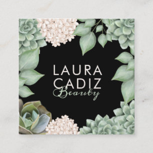 Carte De Visite Carré Sage Green Chic Country Floral & Foliage Cadre