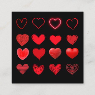 Carte De Visite Carré Saint Valentin joli Red Heart Design