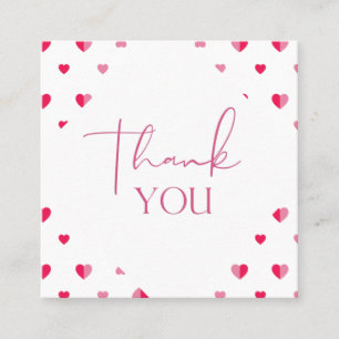 Carte De Visite Carré Saint Valentin Romantique rose Merci de coeur roug