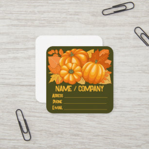 Carte De Visite Carré Saison d'automne Halloween Citrouille Motif